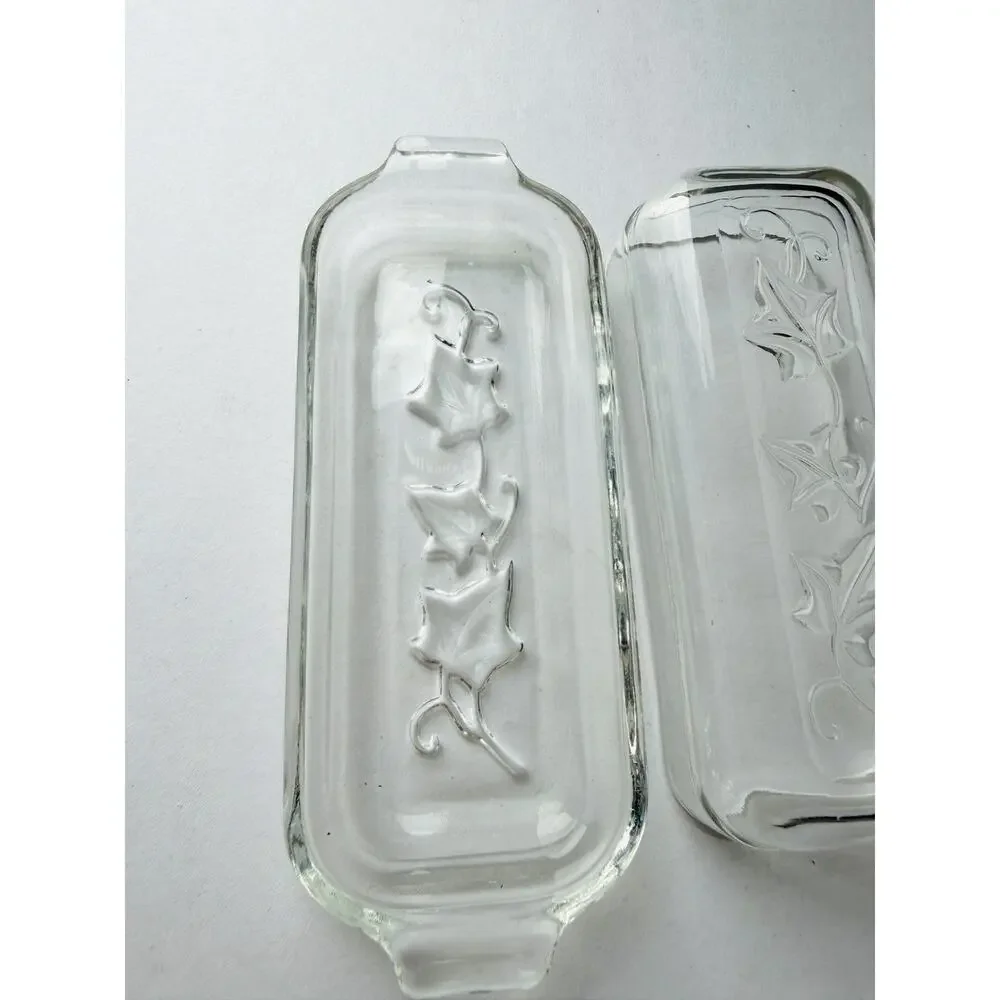 Dailyware Clear Glass Butter Dish with Lid 8” Modern Rectangular Kitchenware